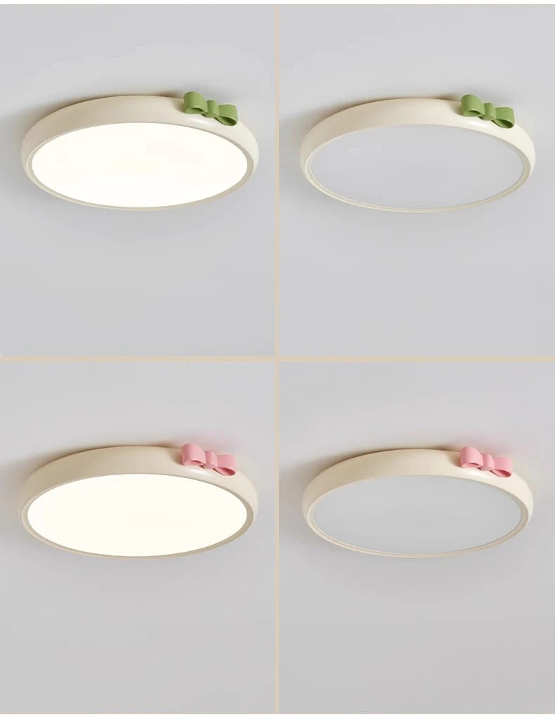 Pink Bow Children's Room Ceiling Light LED Princess Room Lamp French Cream Style Baby Room Study Room Girl Bedroom Ceiling Lamps