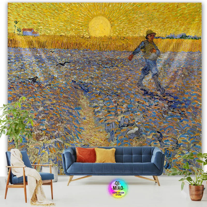 Tapestry World Famous Painting Van Gogh Tapestries Printed  Wall Hanging Rural Landscape Home Decoration Bedroom Decor Wall Ar