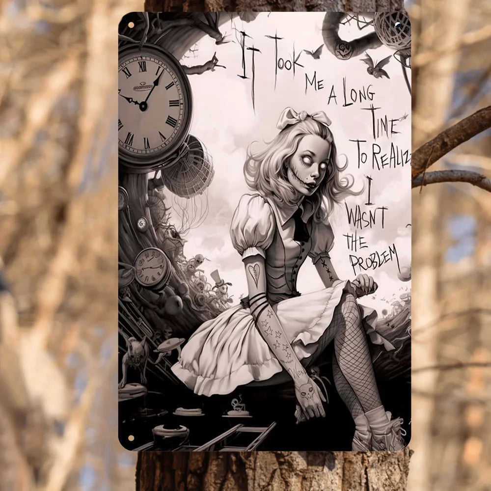 1pc Alice in Wonderland Aluminum Sign Vintage Plaque Decorative Wall Art Wall Decor Room Decor, Home Decor Restaurant Decor