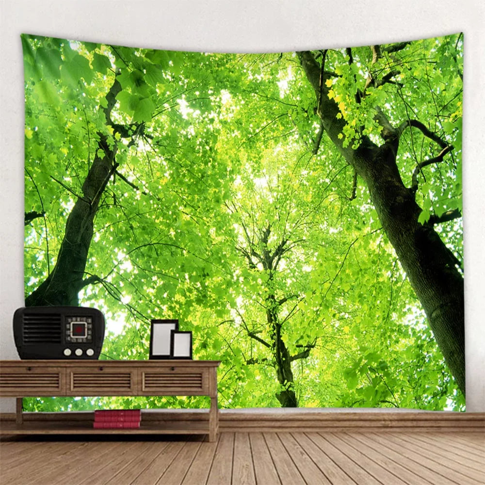 Forest tapestry Bohemian style wall hanging cloth, natural landscape murals used for art decoration in living rooms and bedrooms