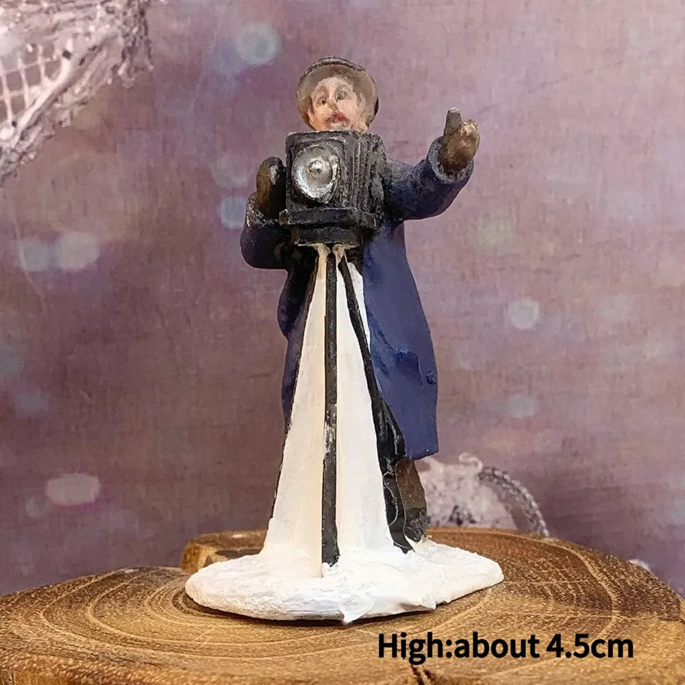 Vintage Victorian Winter Town Mini Resin Figurines, Christmas Scene Layout Ornaments, Holiday Travel Collectible Gifts