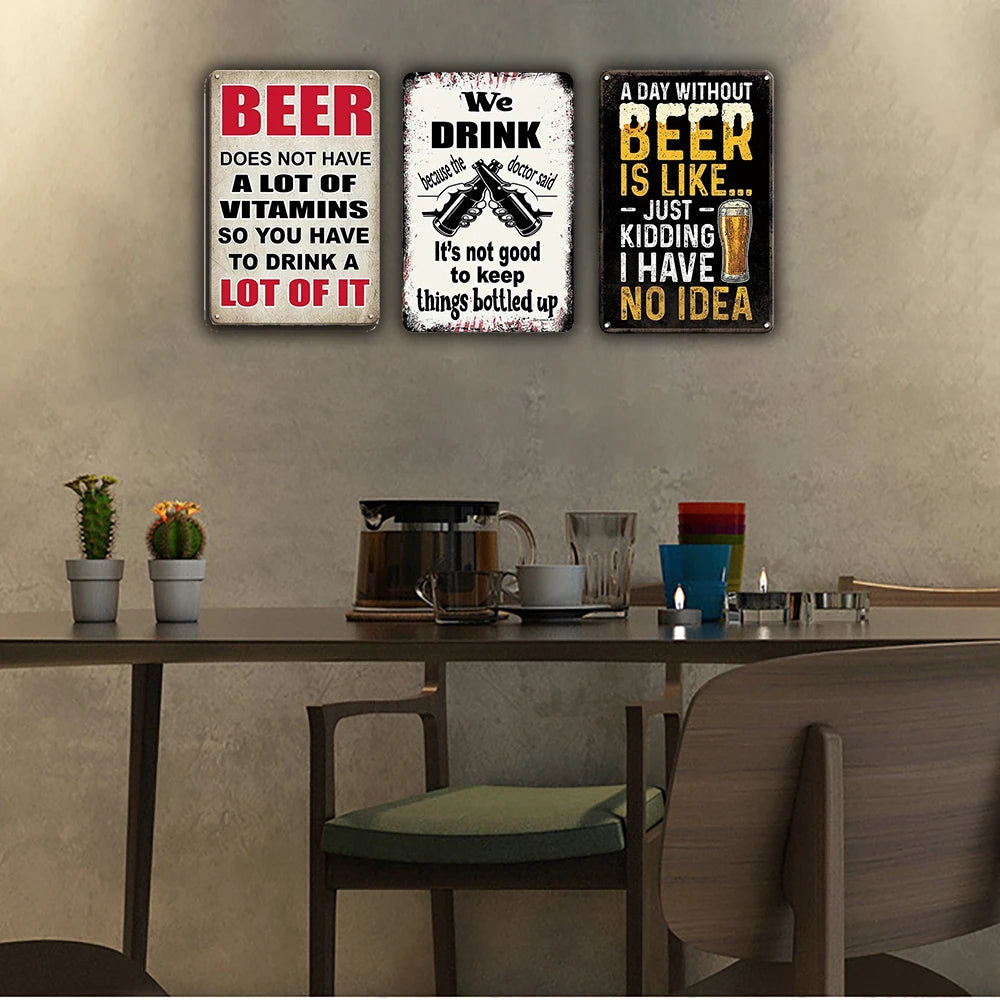 1pc Vintage beer Metal Tin Sign , Vintage Plaque Decor, Wall Art Decor, For Room Decor, Home Decor, Restaurant Decor, Bar Decor,
