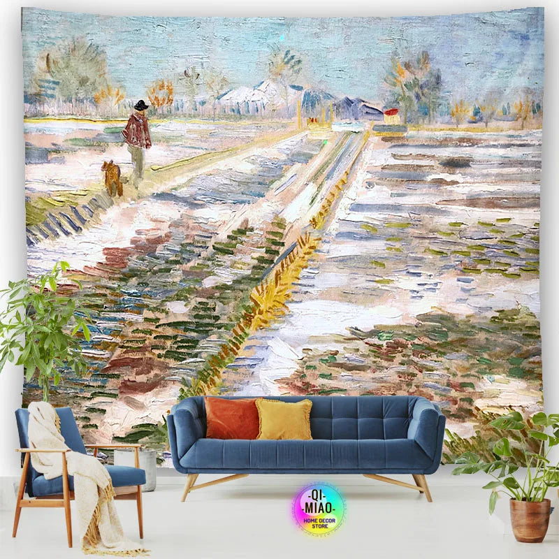 Tapestry World Famous Painting Van Gogh Tapestries Printed  Wall Hanging Rural Landscape Home Decoration Bedroom Decor Wall Ar