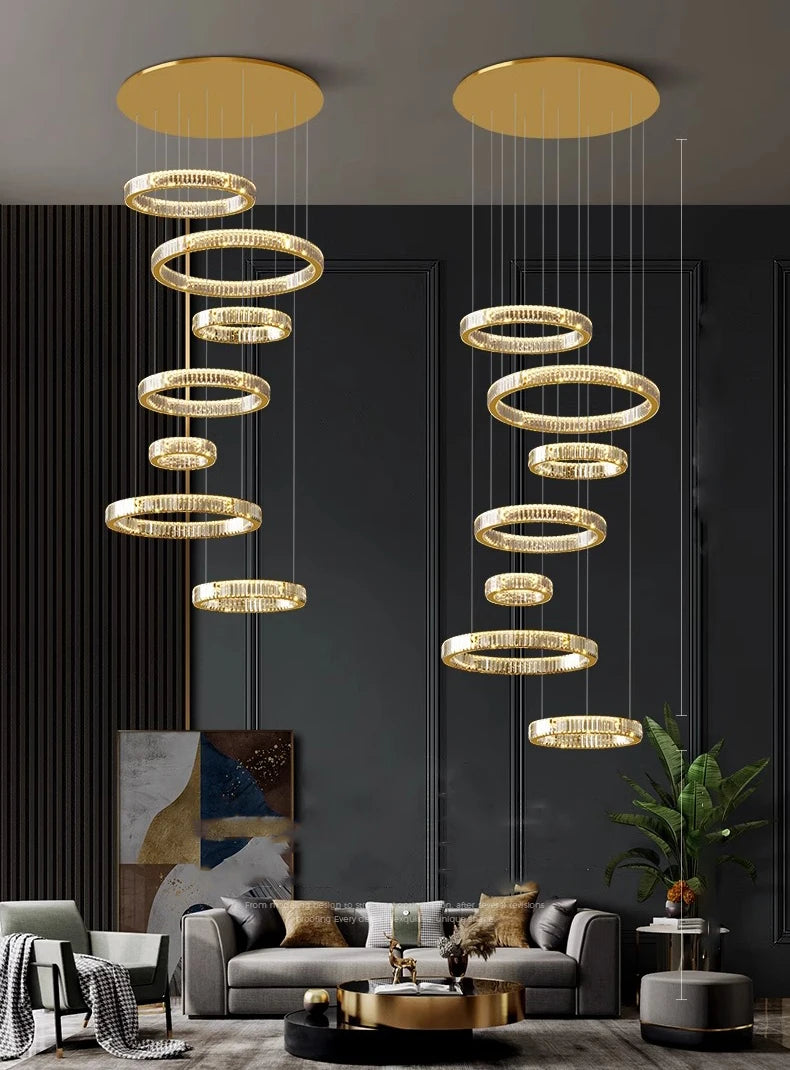 Nordic home decor Crystal chandelier Dining room chandelier ceiling lamp villa chandelier stair lamp interior lighting fixture