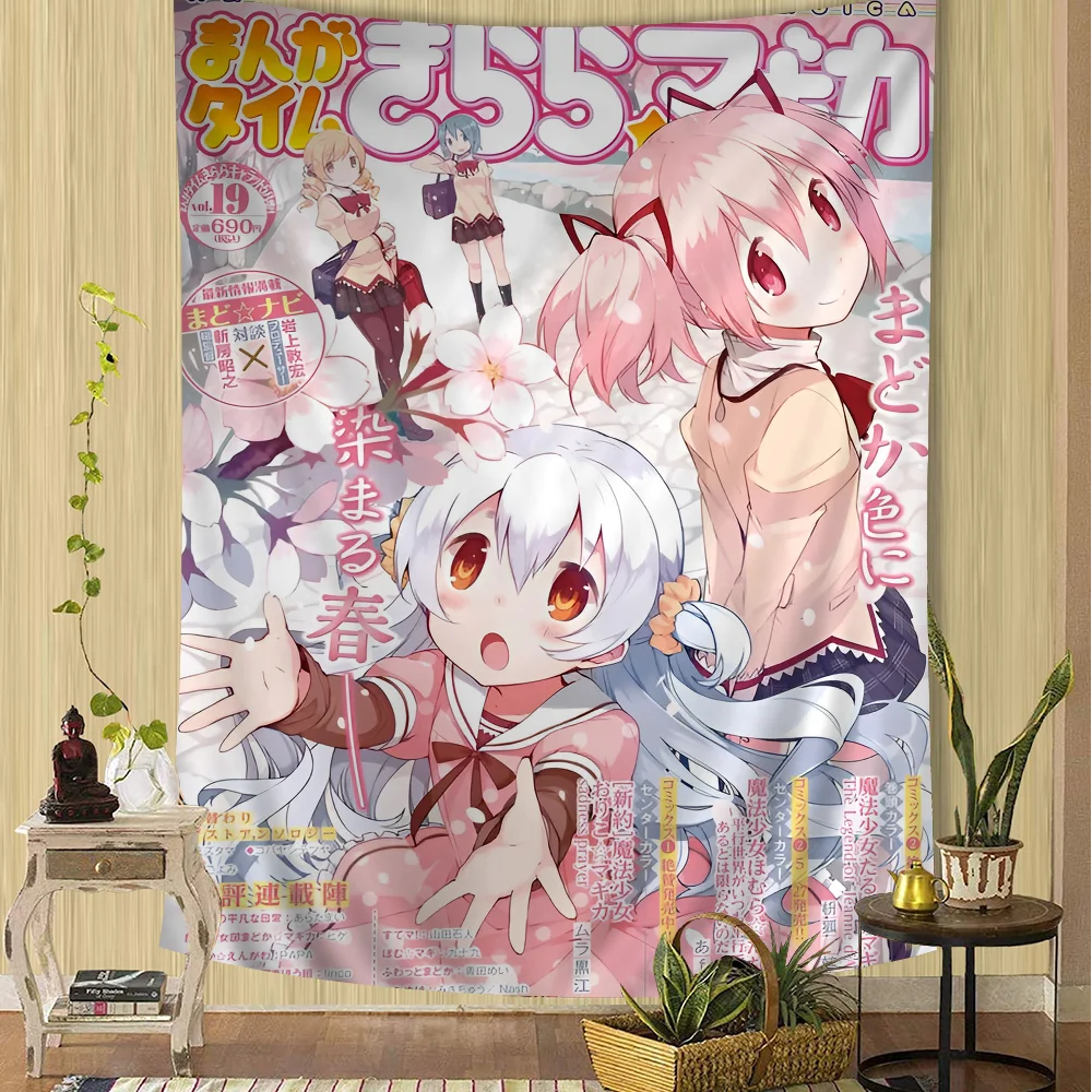 VIKAMA Anime Magical Girl Tapestry Bohemian Tapestry Tarot Hippie Tapestry Dorm Japanese-Style Tapestry Wall Decor