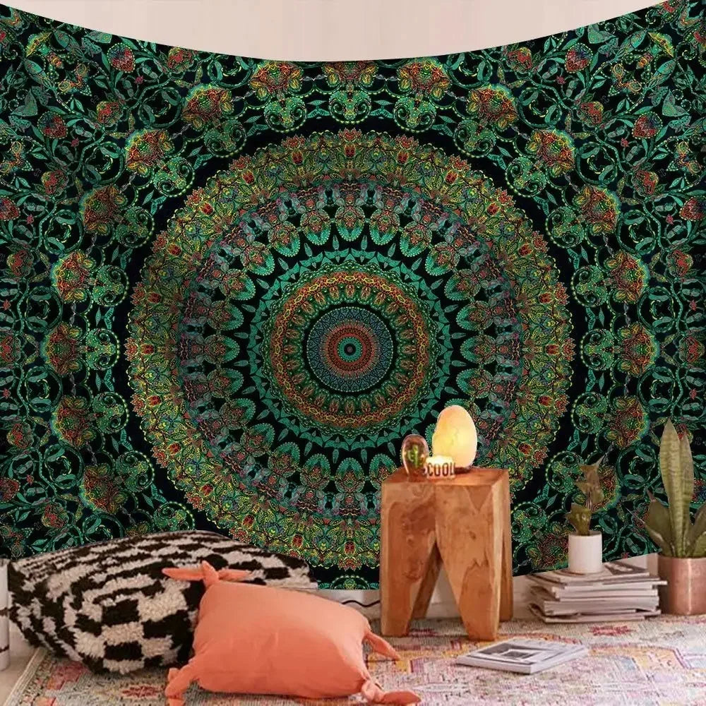 Bohemian Decorative Wall Cloth Tapestry Psychedelic Hippie Night Moon Tapestry Mandala Tapestry Indian Mandala