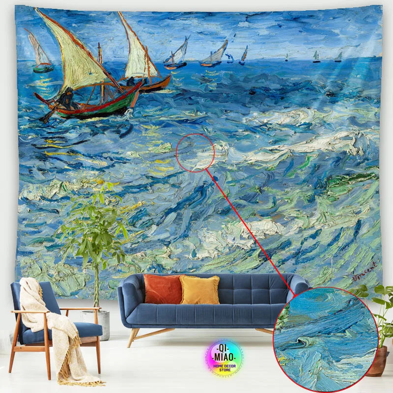 Tapestry World Famous Painting Van Gogh Tapestries Printed  Wall Hanging Rural Landscape Home Decoration Bedroom Decor Wall Ar