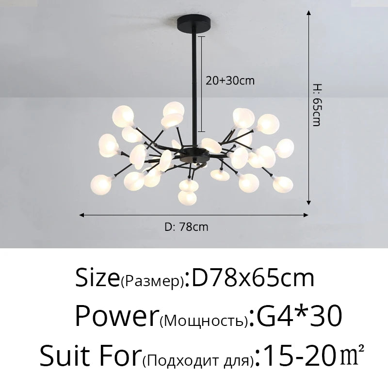 Modern LED Chandelier Living Room Bedroom Kitchen Nordic Gorgeous Firefly Lamp Home Indoor Lighting Luxurious Decor Hanging Lamp