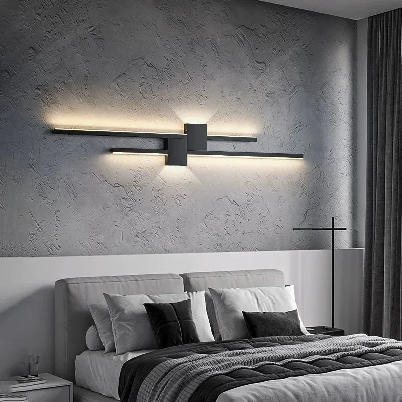 Wall Lamps LED Lights Simple Modern Sofa Living Room Decor TV Background Decoration Wood Grille Bedroom Bar Long Strip Wall Lamp