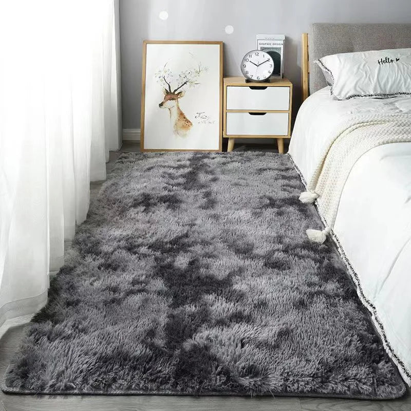 VIKAMA Silk Wool Fluffy Shaggy Bedroom Area Shaggy Non-Slip Rugs, Machine Washable Soft Shaggy Rugs Modern Soft Plush Rugs