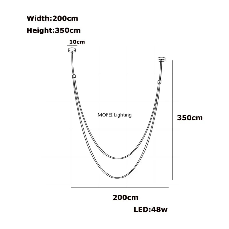 Nordic Lamp Designr Fashionable Light Luxury Flexible Belt Dimmable Chain Chandeliver Room Art Hall Home Decor Pendant Light LED