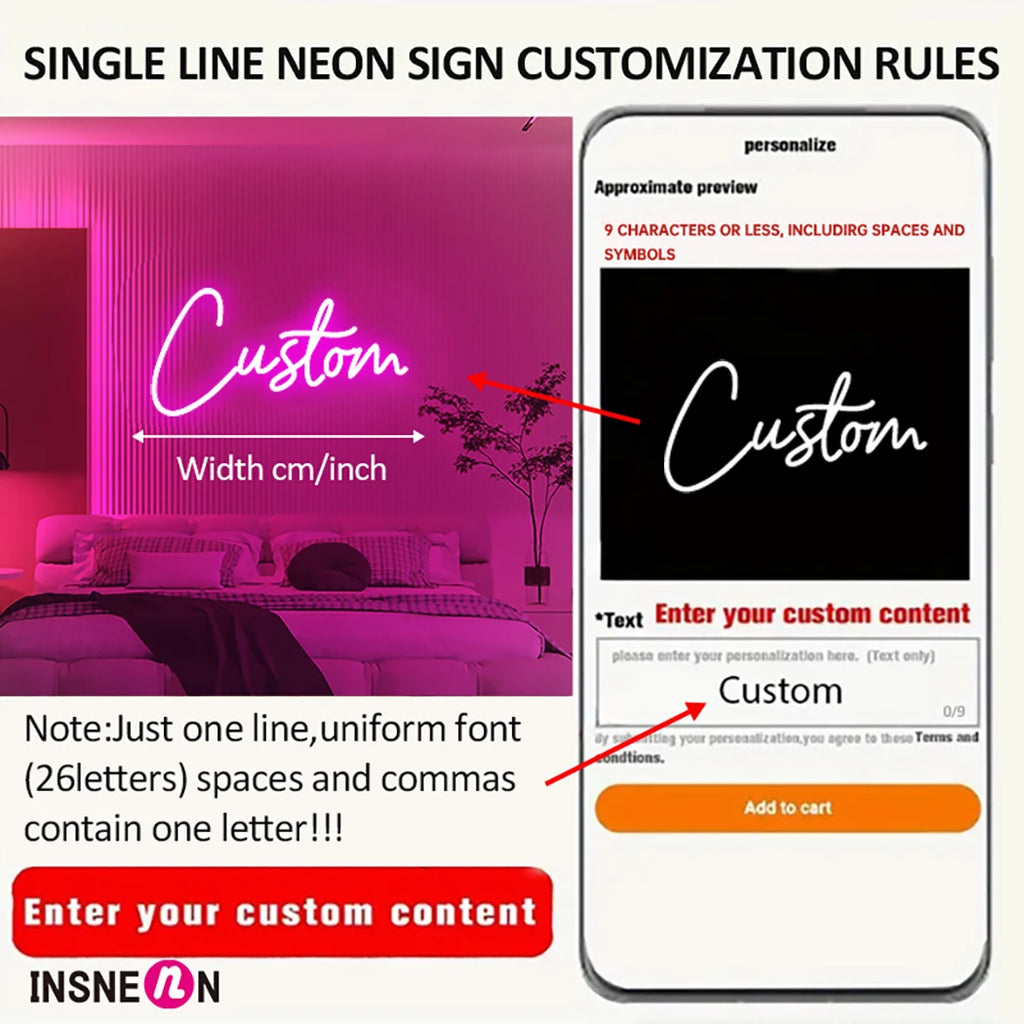 Personalized Custom Name Neon Sign Dimmable LED Wall Lamp Home Decor Light