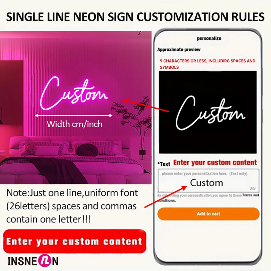 Personalized Custom Name Neon Sign Dimmable LED Wall Lamp Home Decor Light