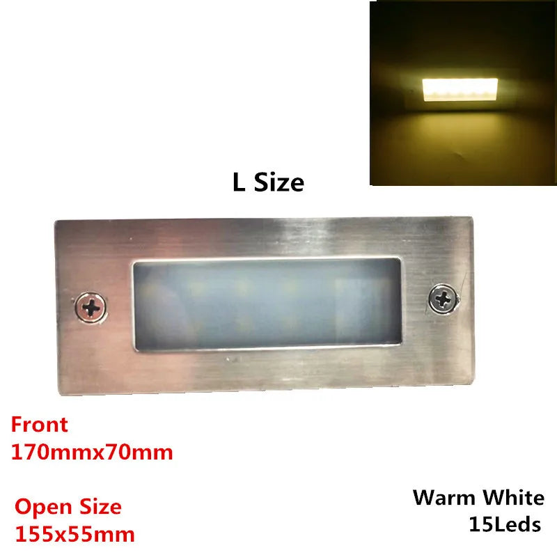 LED Deck Step Light 15Leds Underground Lamp Recessed Stair Paitio Ground Spot Light Floor Garden Landscape Wall Outdoor Lighting