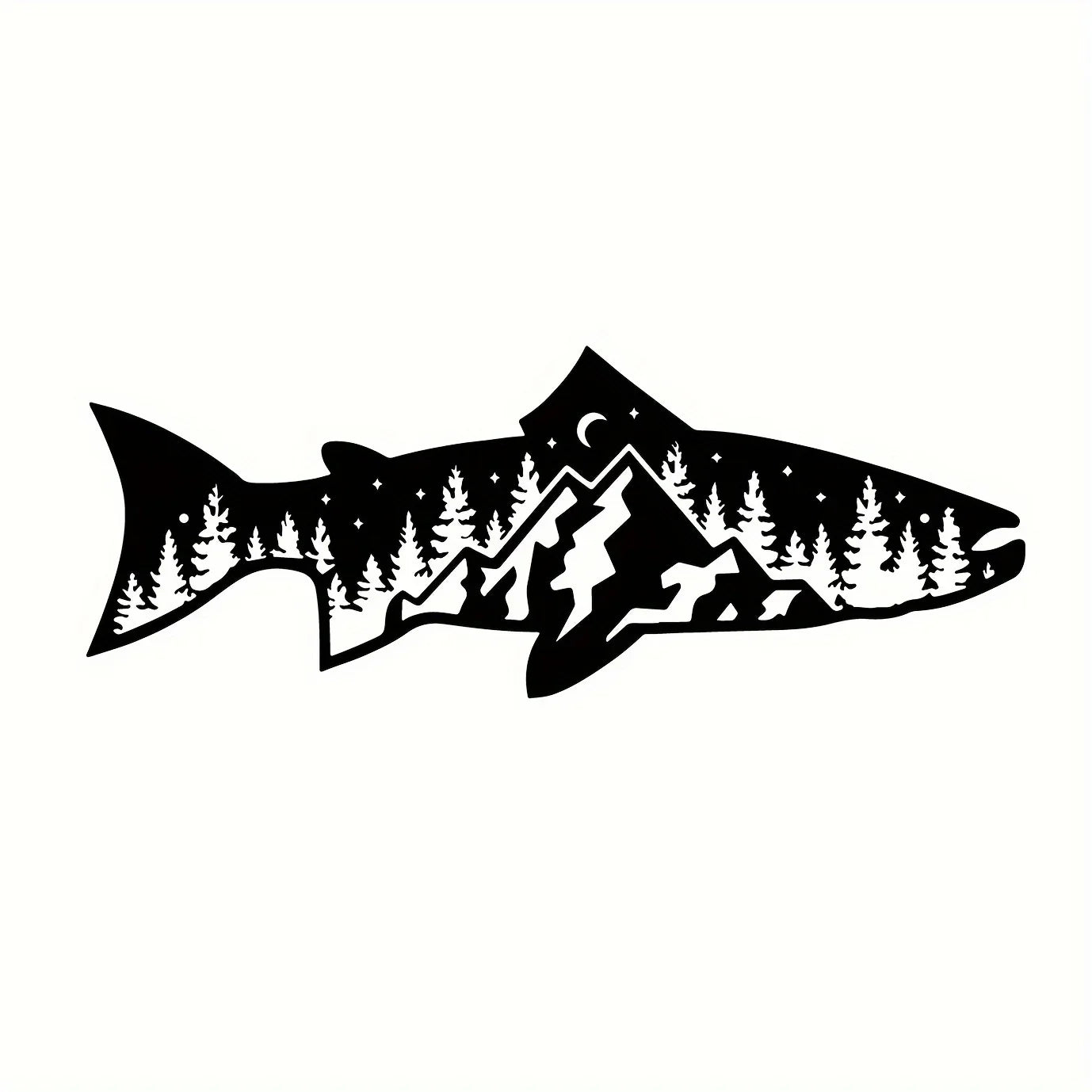 CIFbuy Unique Mountain Forest Metal Wall Art Fish Shape Wall Decor for Home Wall Decor Wall Art Decor Sticker Mural Room Decor