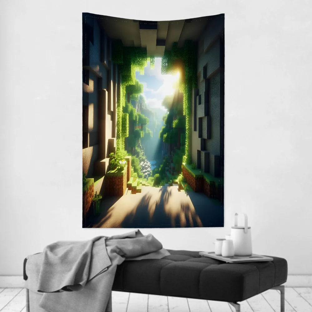 Anime Game HD M-MinecraftS Tapestry Room Decor Wall Cloth Party Hanging Background Room Decor Baby Room
