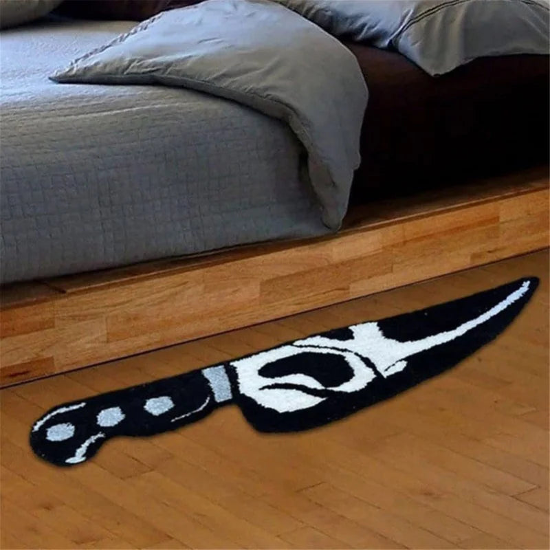 Skull Knife Carpet Horror Scary Scream Bedside Rug Wear Resistant Cashmere Home Welcome Decor 88.9CM
