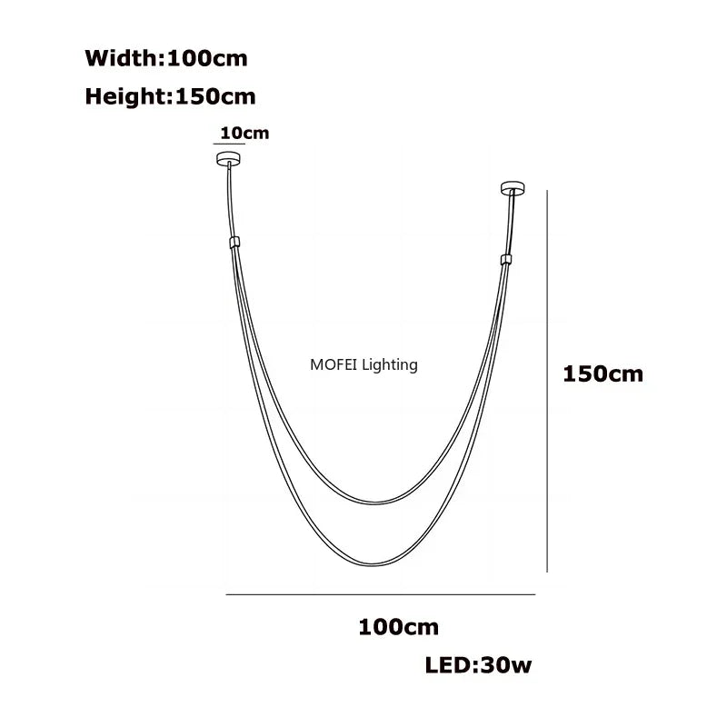 Nordic Lamp Designr Fashionable Light Luxury Flexible Belt Dimmable Chain Chandeliver Room Art Hall Home Decor Pendant Light LED
