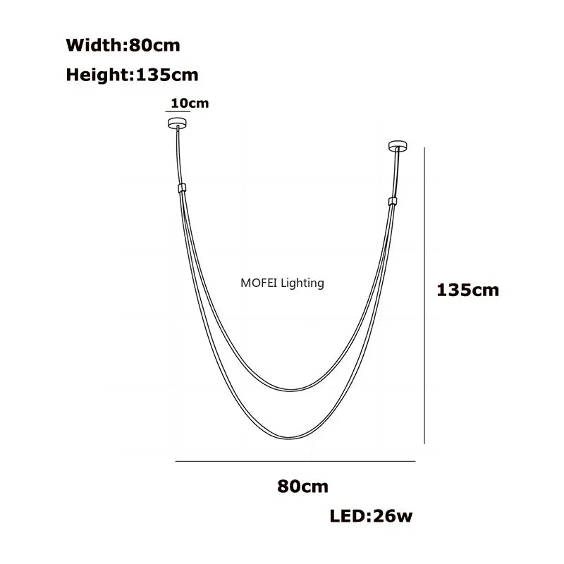 Nordic Lamp Designr Fashionable Light Luxury Flexible Belt Dimmable Chain Chandeliver Room Art Hall Home Decor Pendant Light LED