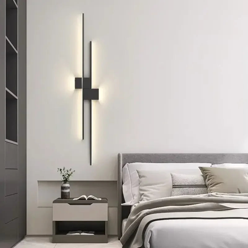 Wall Lamps LED Lights Simple Modern Sofa Living Room Decor TV Background Decoration Wood Grille Bedroom Bar Long Strip Wall Lamp