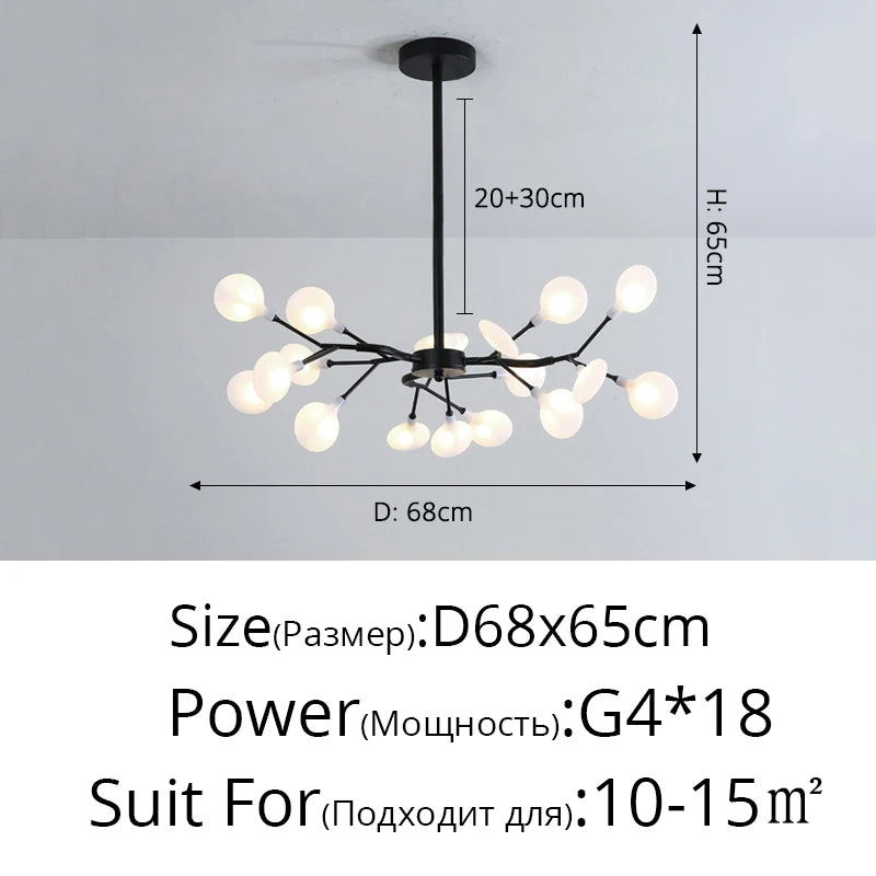 Modern LED Chandelier Living Room Bedroom Kitchen Nordic Gorgeous Firefly Lamp Home Indoor Lighting Luxurious Decor Hanging Lamp