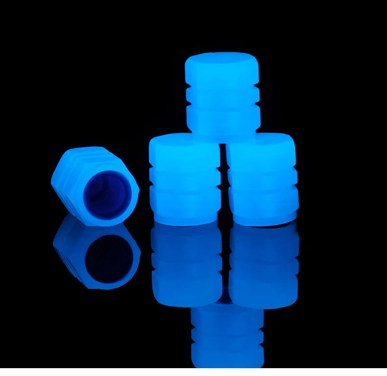 Luminous Valve Caps Fluorescent Red Night Glowing Car Motorcycle Bicycle Wheel Styling Tyre Hub Universal Cap Decor 1/4Pcs