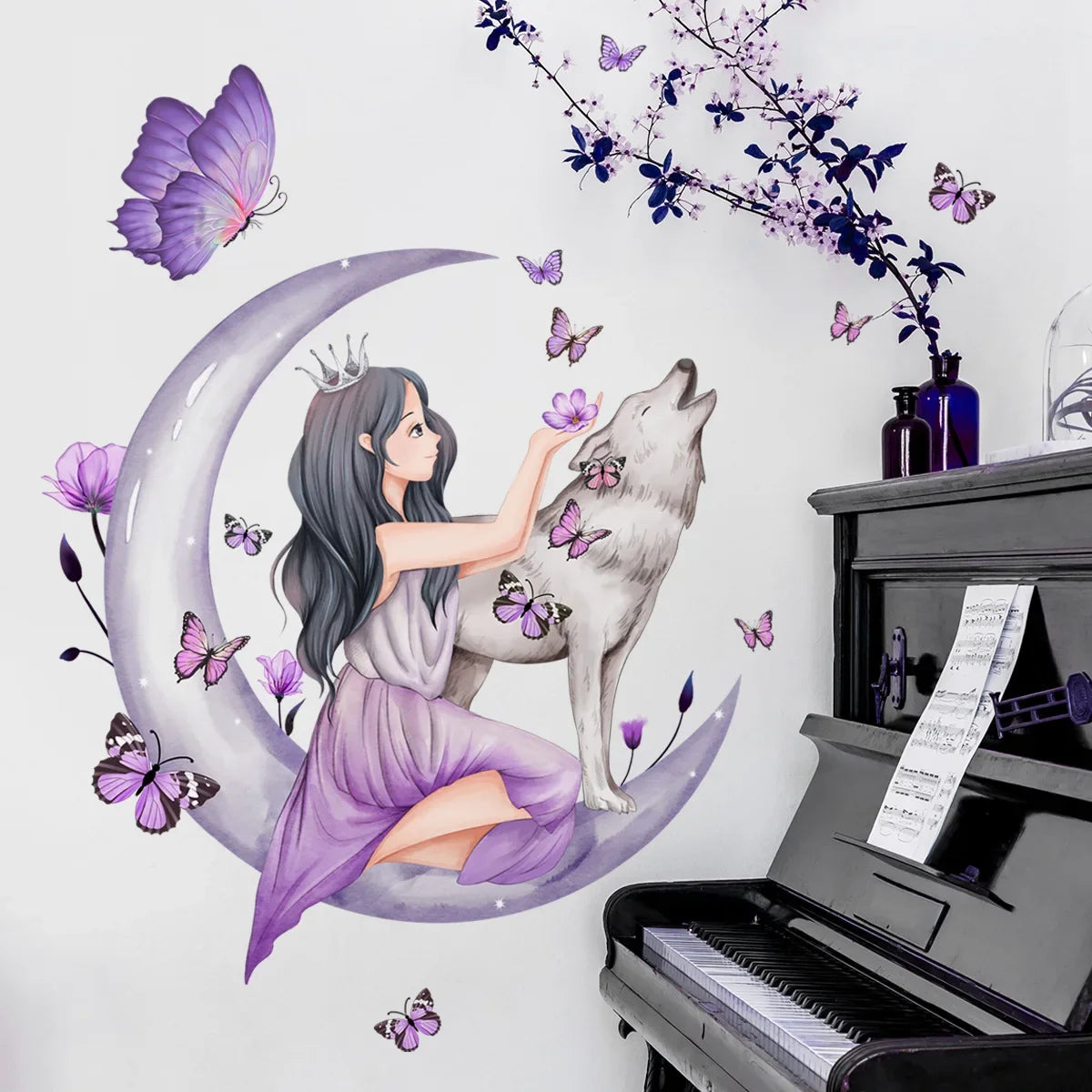 Girl moon Wall Stickers for Bedroom Living Room Decoration Room  Decals Daughter Room Wallpaper Baby Room Wall Stickers