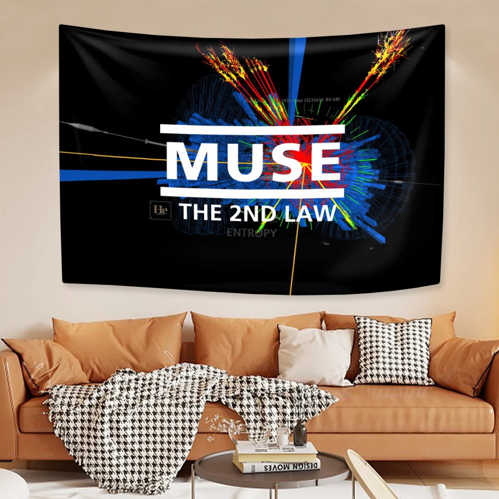 British Music Rock Band Tapestry Muses Album Cover Wall Hanging Home Decoration Dormitory Backdrop Concert Decor Friend Gift
