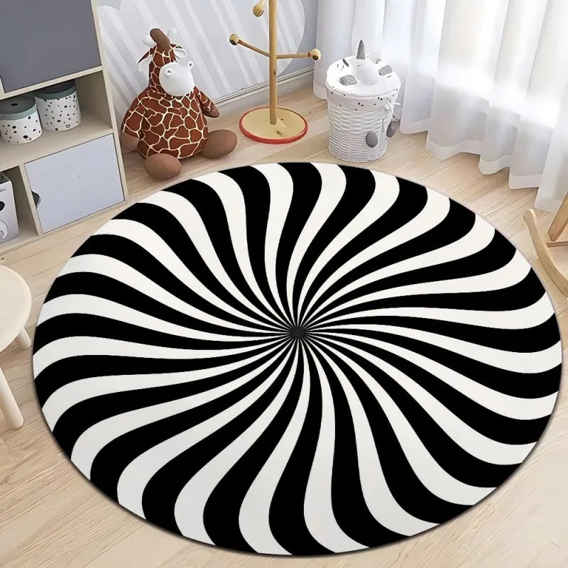 3D Vortex Optical Illusion Rugs Trap Area Rugs Not-Slip Round Rugs Area Carpets for Living Room Short Plush Trap Swirl Carpet