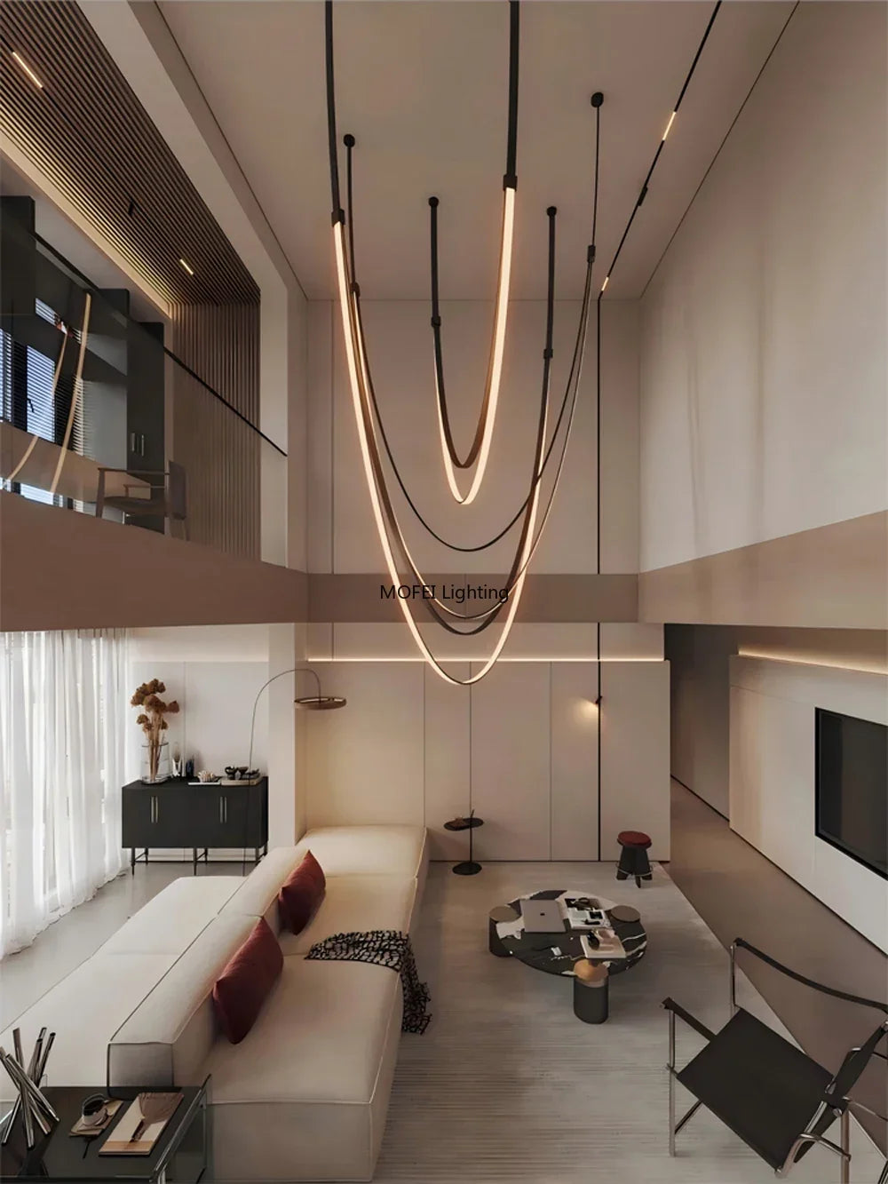 Nordic Lamp Designr Fashionable Light Luxury Flexible Belt Dimmable Chain Chandeliver Room Art Hall Home Decor Pendant Light LED