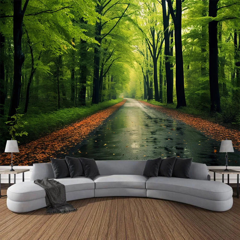 Forest tapestry Bohemian style wall hanging cloth, natural landscape murals used for art decoration in living rooms and bedrooms