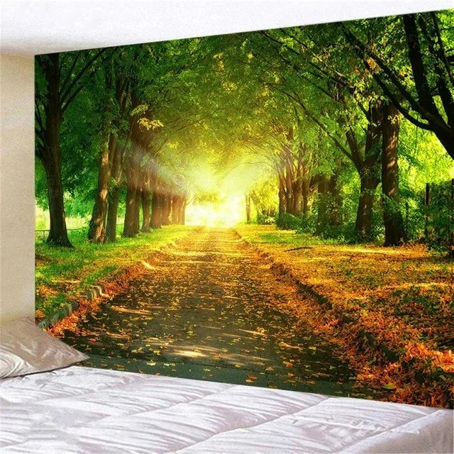 Bohemian tapestry green prairie background cloth modern home decoration bedroom dormitory wall hanging cloth