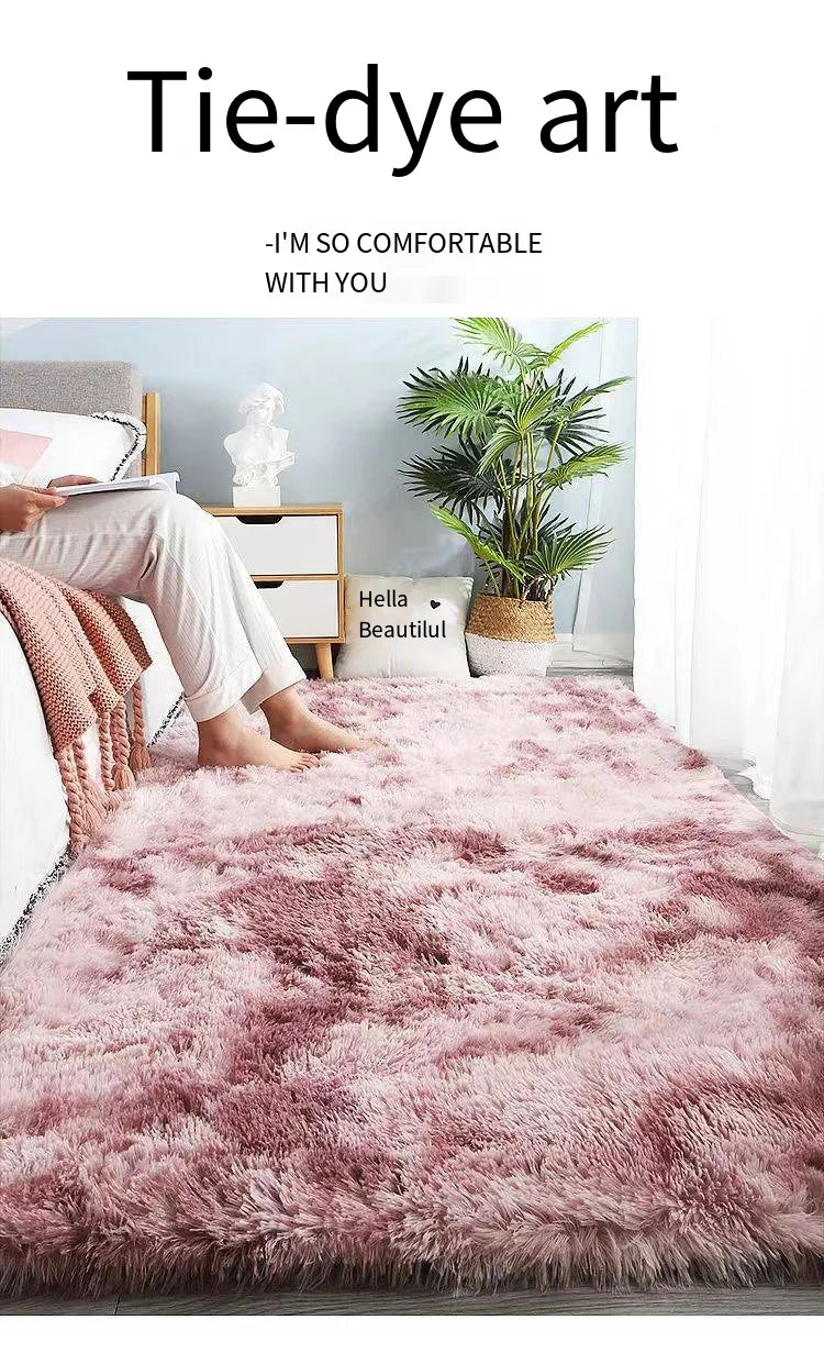 VIKAMA Silk Wool Fluffy Shaggy Bedroom Area Shaggy Non-Slip Rugs, Machine Washable Soft Shaggy Rugs Modern Soft Plush Rugs