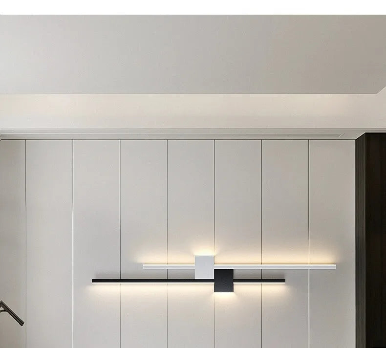 Wall Lamps LED Lights Simple Modern Sofa Living Room Decor TV Background Decoration Wood Grille Bedroom Bar Long Strip Wall Lamp