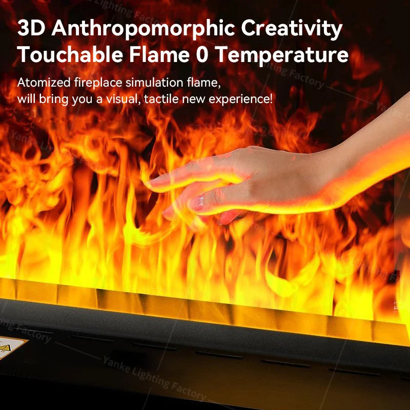 Modern 3D Steam Fireplace Silent Decorative Humidifier Electric Flame LED Water Vapor Fireplace Indoor Remote TV Wall Room Decor