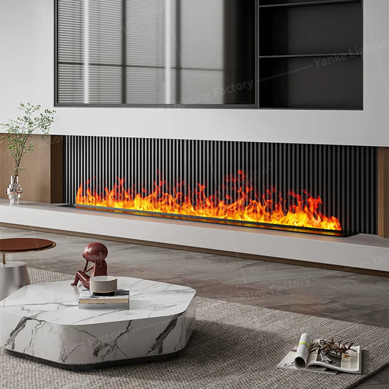 Modern 3D Steam Fireplace Silent Decorative Humidifier Electric Flame LED Water Vapor Fireplace Indoor Remote TV Wall Room Decor