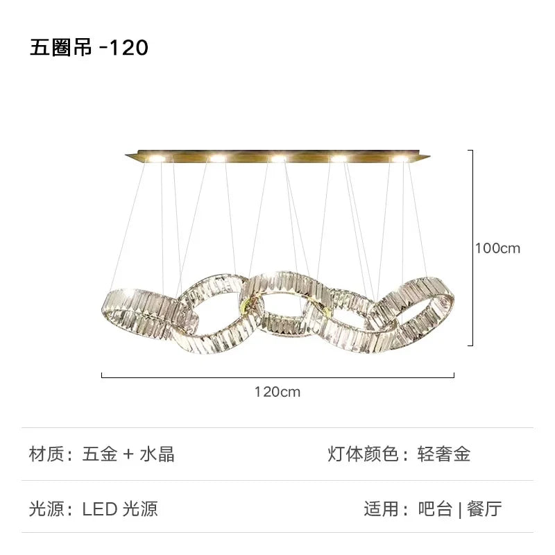 Nordic Luxury Art LED Pendant Lights Crystal Round Chandeliers Lamp Home Decor Bedroom Dinning Room Lobby Villa Lighting Fixture