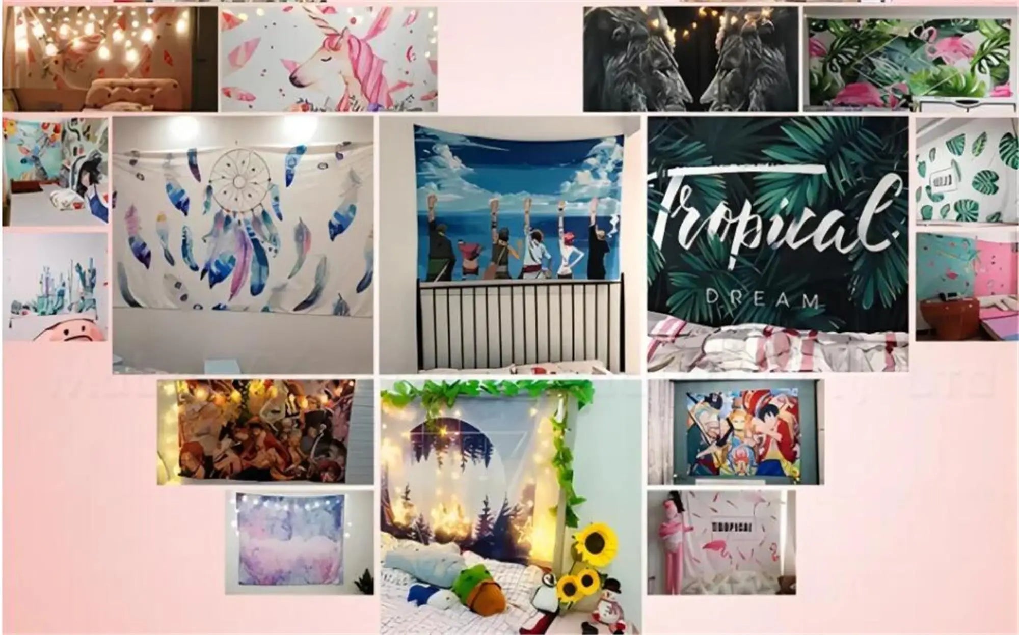 Anime Tapestry Satoru Gojo Pink Flags Wall Tapestries Bedroon Wallpapers Background Wall Cloth Party Banner Decor Home Tapestry