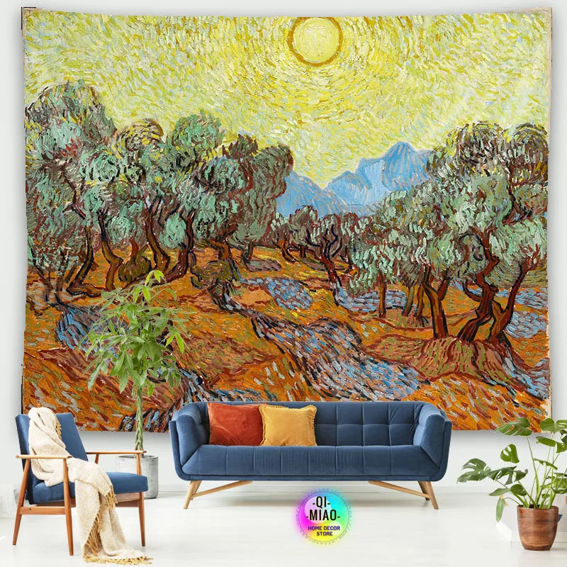 Tapestry World Famous Painting Van Gogh Tapestries Printed  Wall Hanging Rural Landscape Home Decoration Bedroom Decor Wall Ar