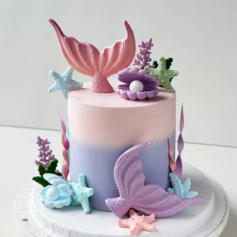 Mermaid Theme Cake Decor Birthday Party Decor Girl 1st First Birthday Kids Mermaid Birthday Party Decor Baby Shower Cake Decor