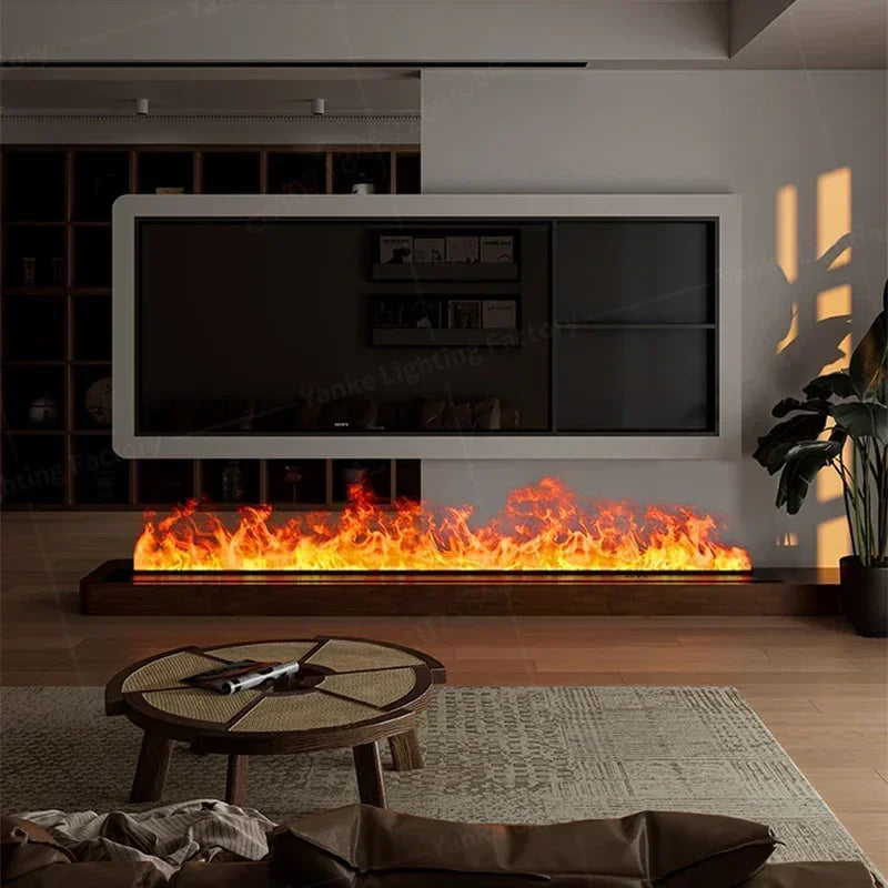 Modern 3D Steam Fireplace Silent Decorative Humidifier Electric Flame LED Water Vapor Fireplace Indoor Remote TV Wall Room Decor