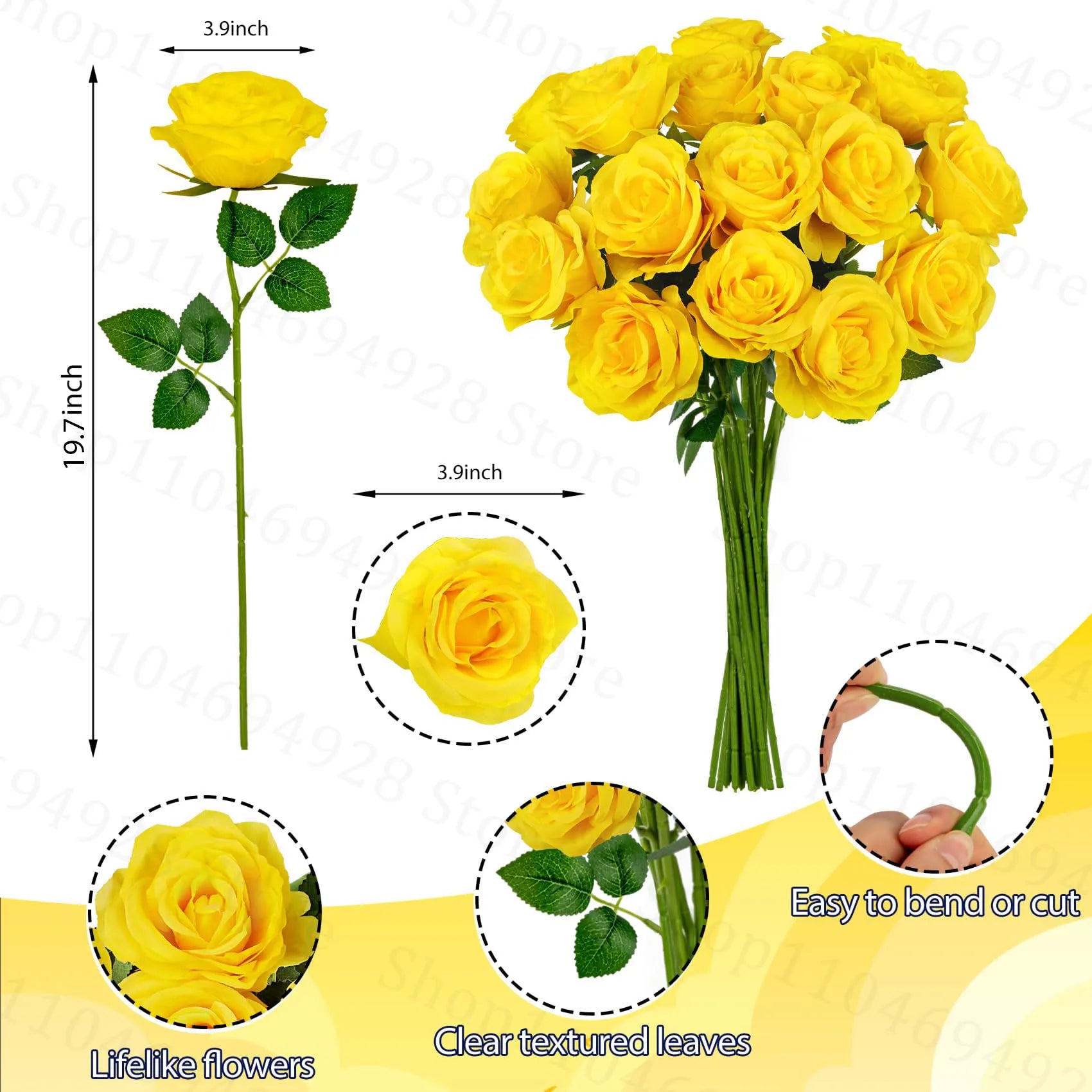 24-80Pcs Artificial Roses Flowers 3.9''Big Velvet Rose Artificial Flowers with Long Stems for Wedding Mothers Day Decor