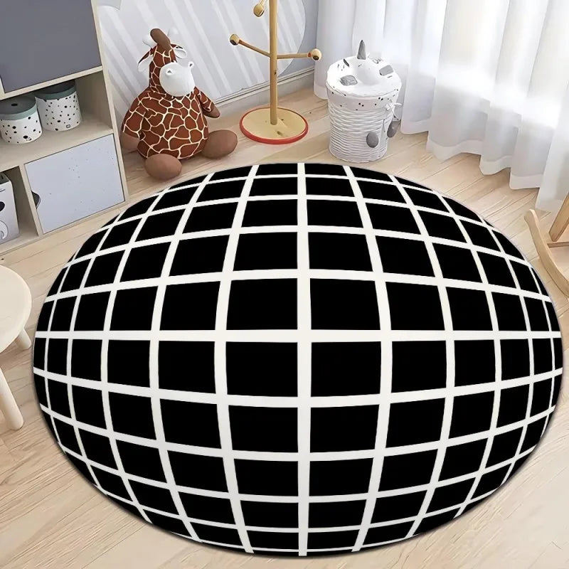 3D Vortex Optical Illusion Rugs Trap Area Rugs Not-Slip Round Rugs Area Carpets for Living Room Short Plush Trap Swirl Carpet