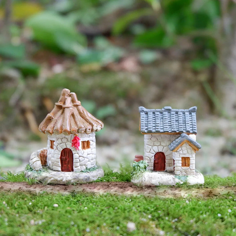 Decor Resin Ornament Miniature Fairy Garden House Villa Miniature Landscape Bonsai Decor Outdoor DIY Dolls House Decoration