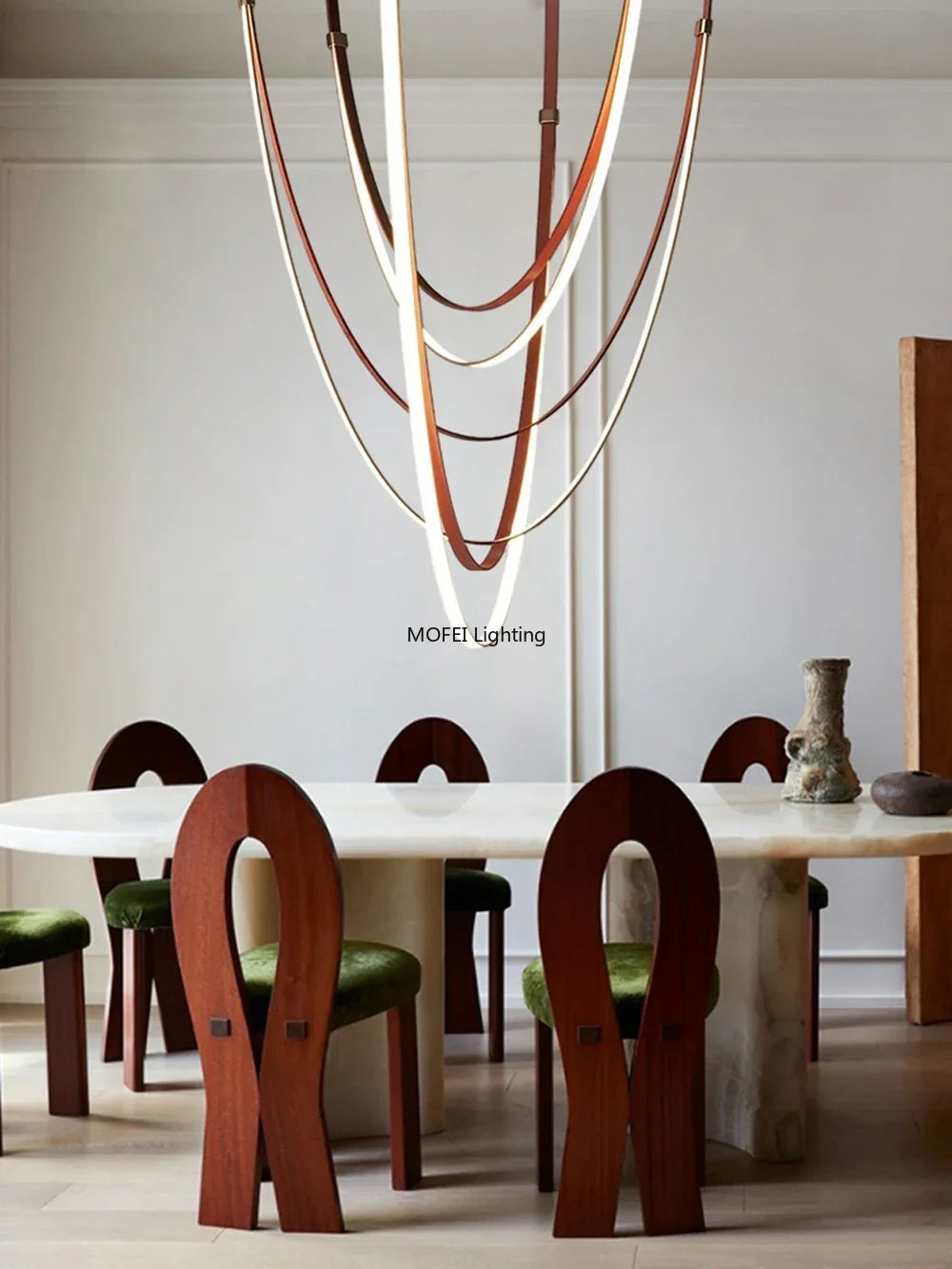 Nordic Lamp Designr Fashionable Light Luxury Flexible Belt Dimmable Chain Chandeliver Room Art Hall Home Decor Pendant Light LED