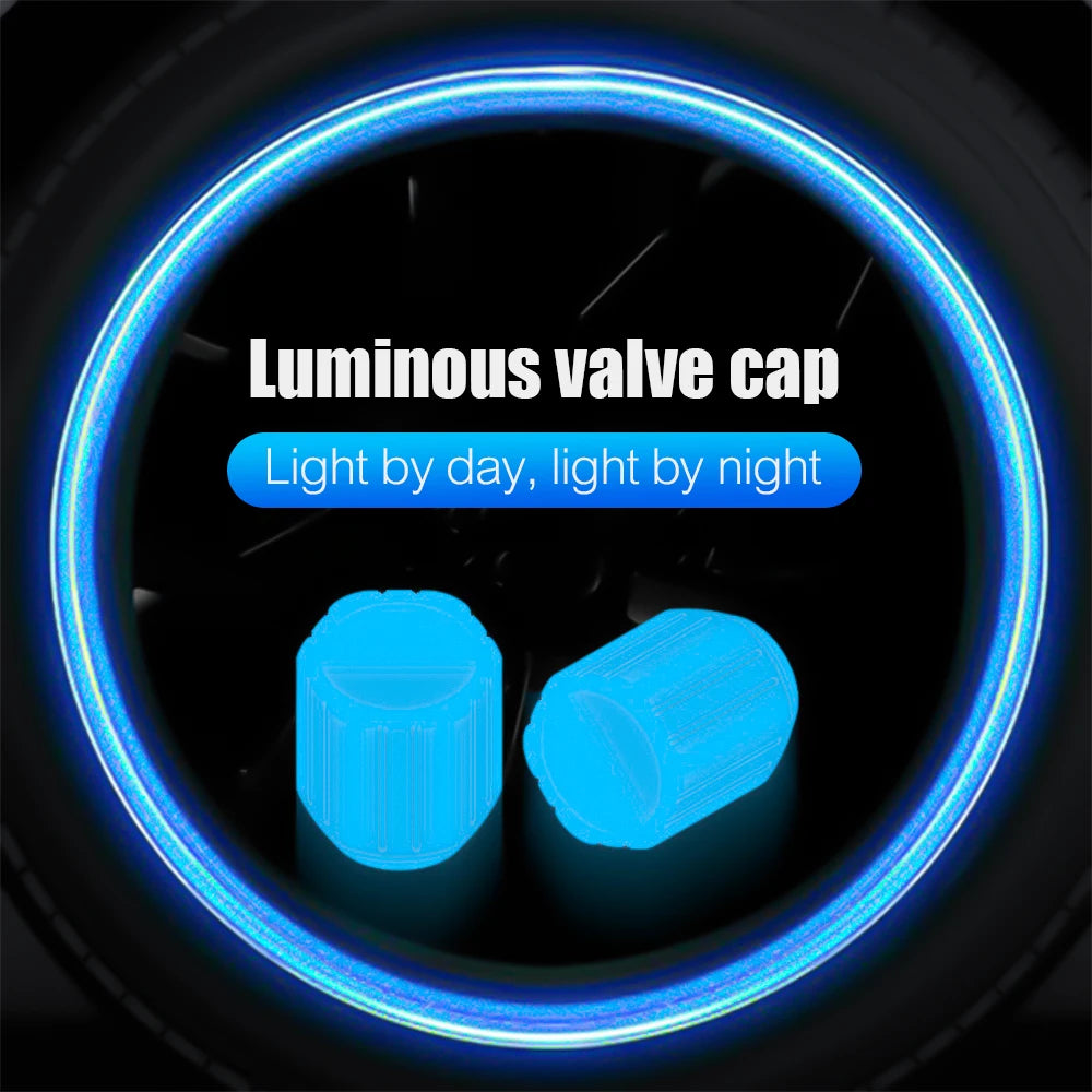 Luminous Valve Caps Fluorescent Red Night Glowing Car Motorcycle Bicycle Wheel Styling Tyre Hub Universal Cap Decor 1/4Pcs