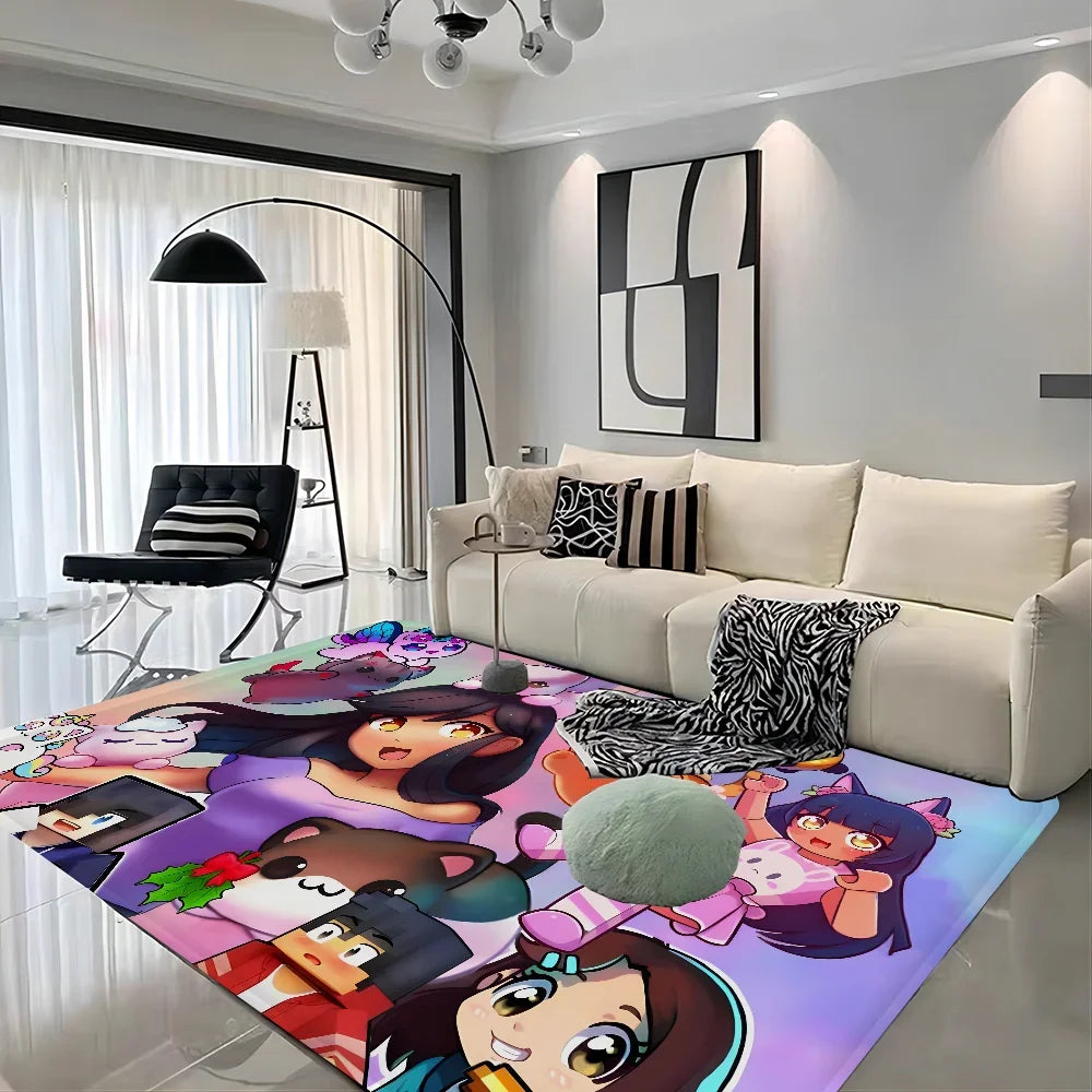 Cute Aphmau with Wings Long Rugs Cheaper Anti-slip Modern Living Room Balcony Printed Bedside Area Rugs