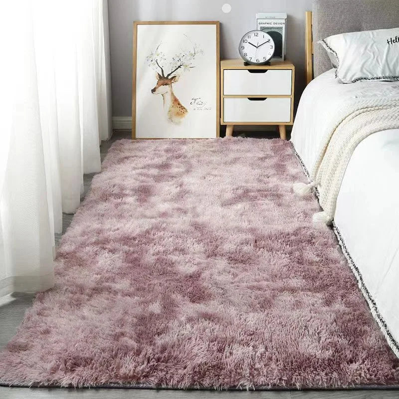 VIKAMA Silk Wool Fluffy Shaggy Bedroom Area Shaggy Non-Slip Rugs, Machine Washable Soft Shaggy Rugs Modern Soft Plush Rugs