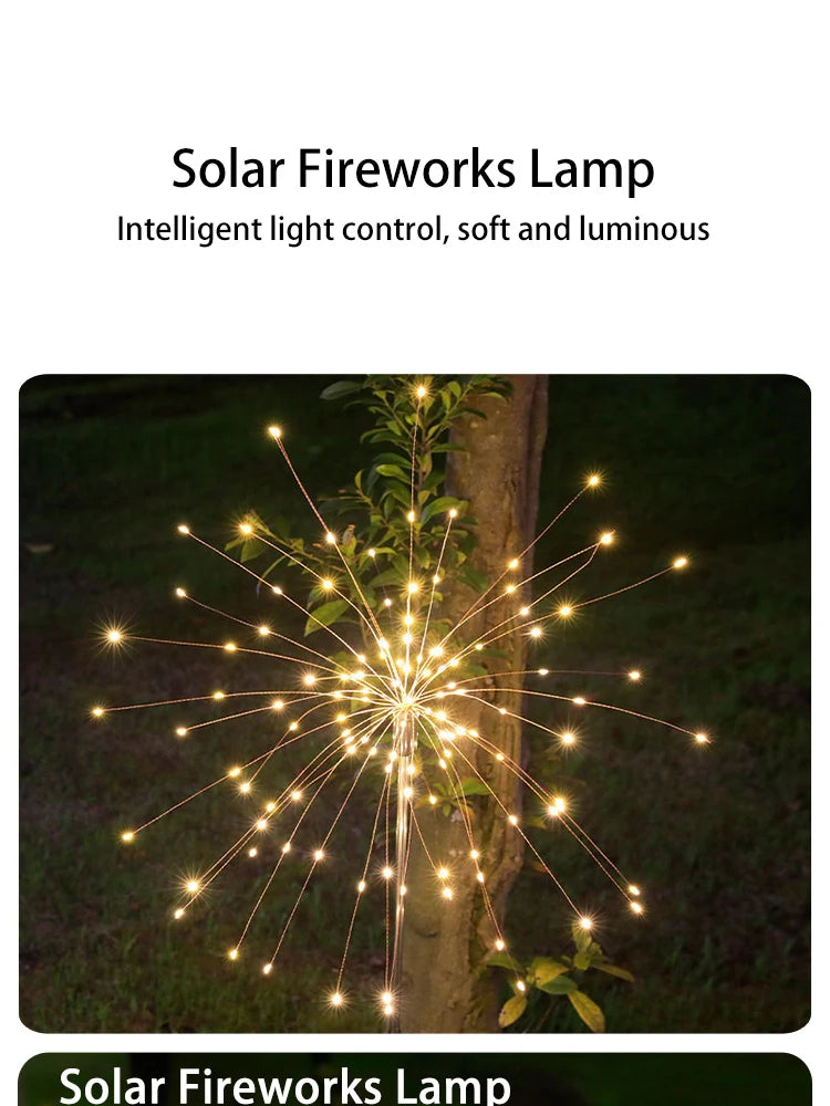 Solar Firework Lights Outdoor Waterproof Lights Camping Ambient String Lights Solar Ground Plug Firework Lights String Lights