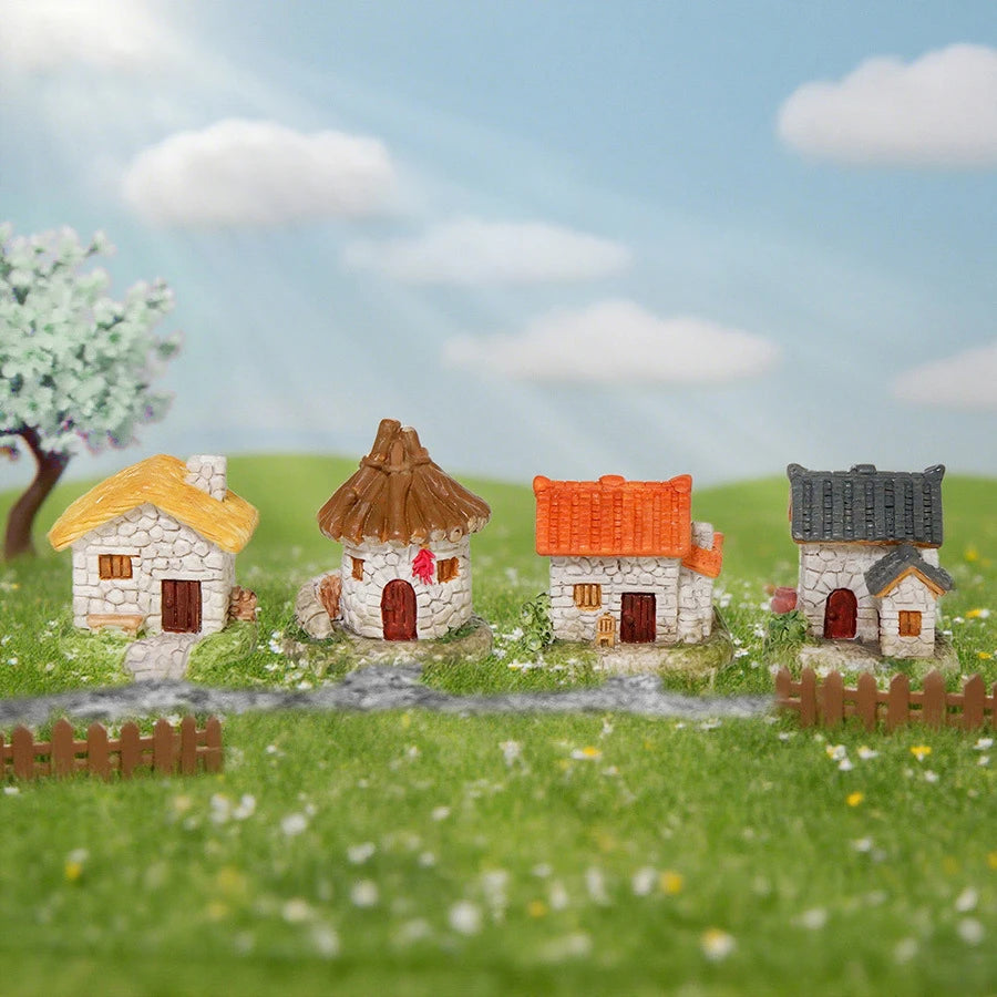 Decor Resin Ornament Miniature Fairy Garden House Villa Miniature Landscape Bonsai Decor Outdoor DIY Dolls House Decoration
